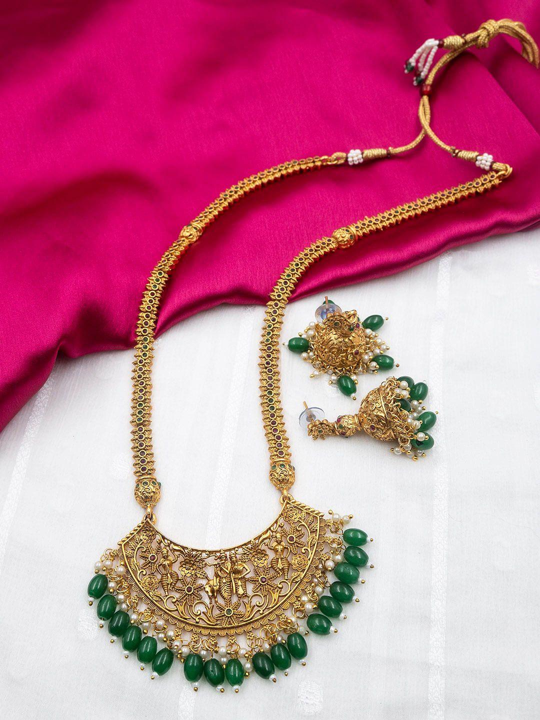 stileadda gold-plated stone-studded & beaded jewellery set