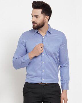 stiped cotton shirt with patch pocket