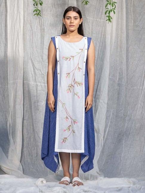 stitched poetry blue & white meraki sweet nothings dress