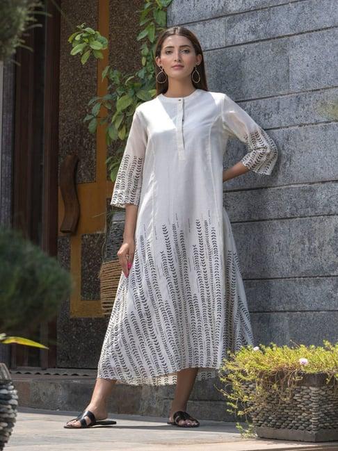stitched poetry chanderi printed vines kurta with pant