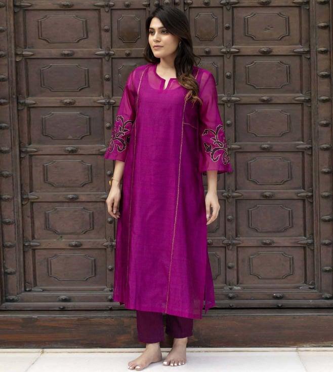 stitched poetry scents of serenity purple jamun grove kurta