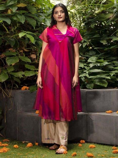 stitched poetry taana baana purple ahilya kurta