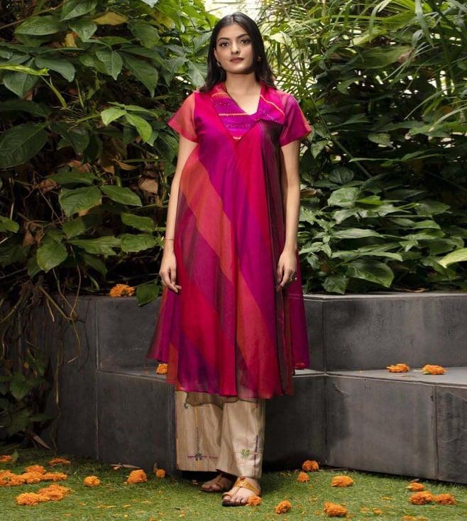 stitched poetry taana baana purple ahilya kurta