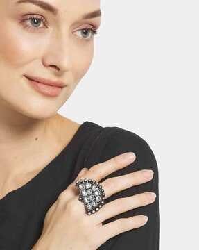stone embellished adjustable ring