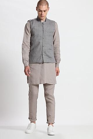 stone grey printed waistcoat