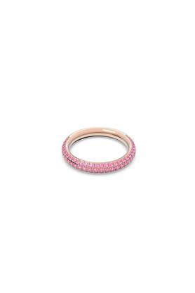 stone ring pink rose gold-tone plated
