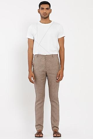 stone brown linen toco trousers