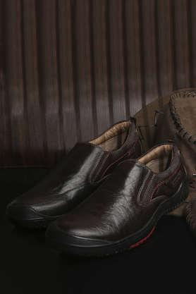 stone nx genuine leather slipon mens sport shoes - brown