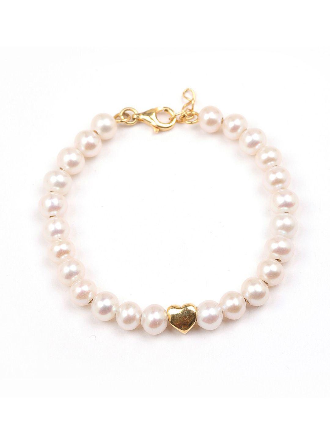stone story by shruti girls white sterling silver pearls handcrafted gold-plated charm bracelet