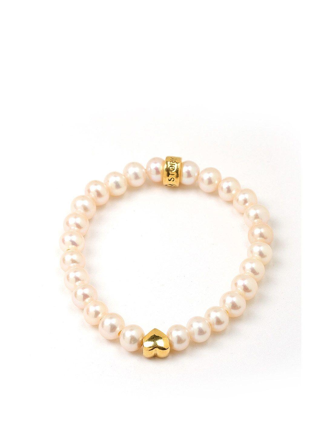 stone story by shruti girls white sterling silver pearls handcrafted gold-plated charm bracelet