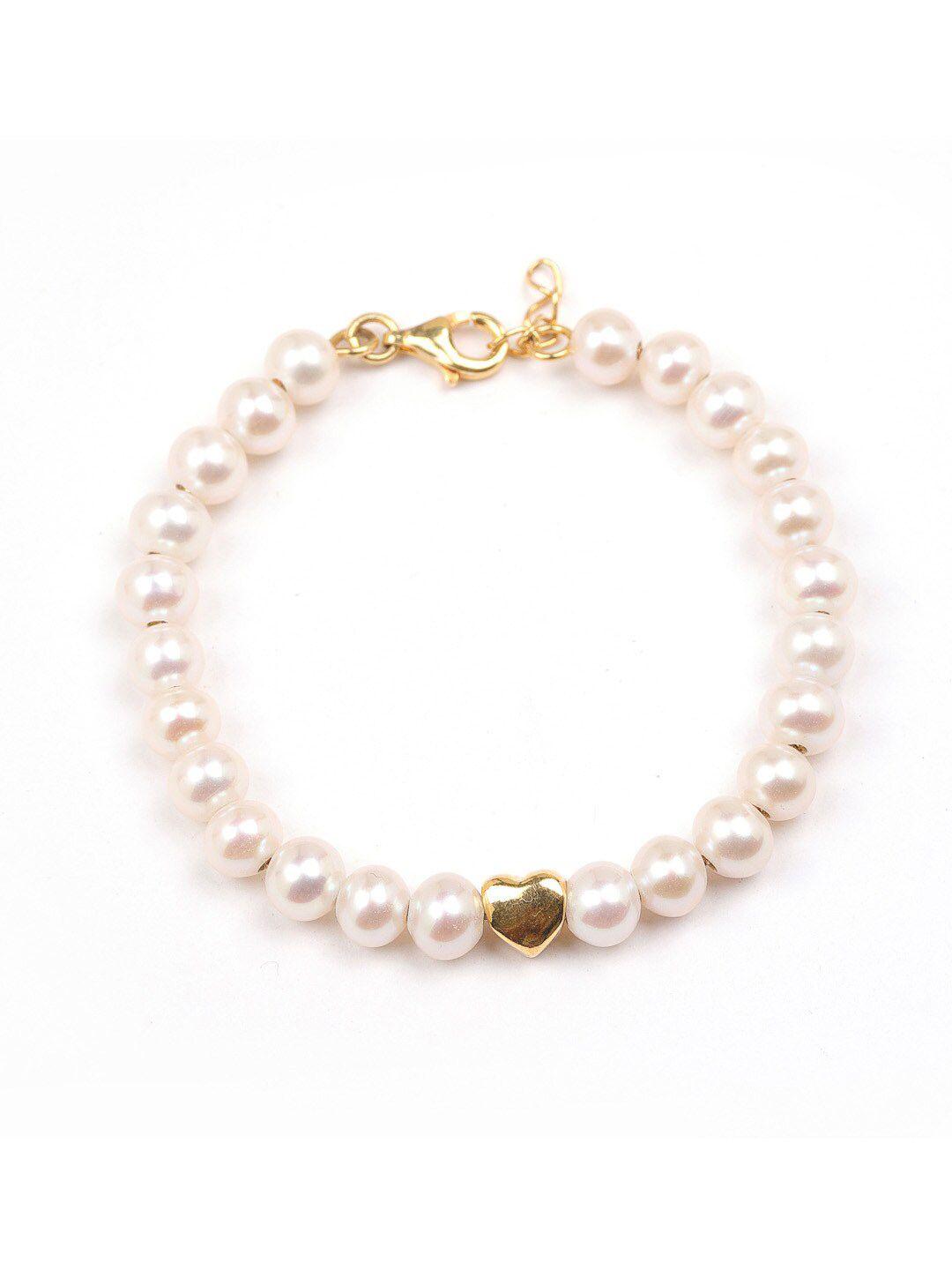 stone story by shruti girls white sterling silver pearls handcrafted gold-plated charm bracelet
