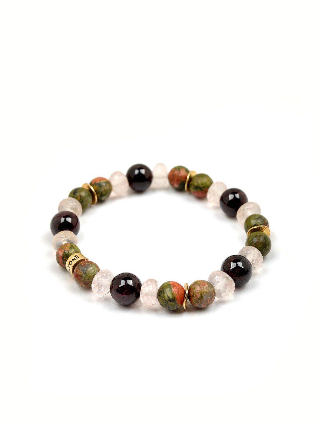 stone story by shruti women multicoloured sterling silver garnet handcrafted gold-plated charm bracelet