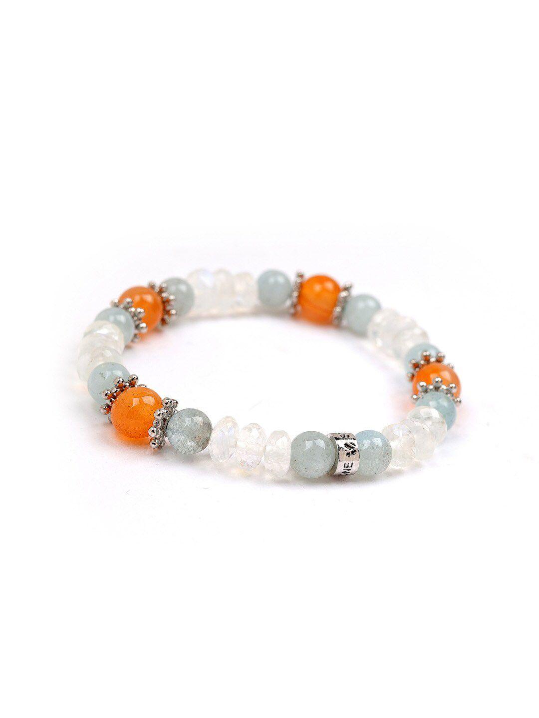 stone story by shruti women multicoloured sterling silver handcrafted silver-plated charm bracelet