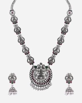 stone-studded necklace & earrings set