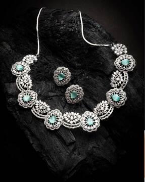 stone-studded necklace & earrings set