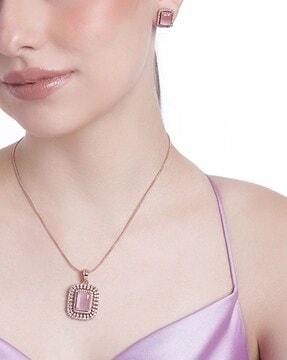 stone-studded pendant & earrings set