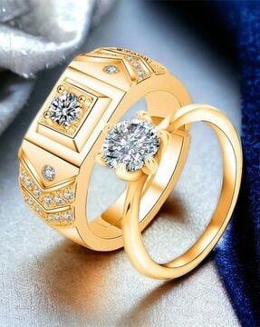 stone-studded adjustable couple rings