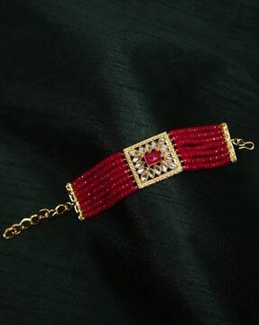 stone-studded beaded link bracelet