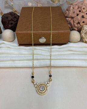 stone studded beads-beaded gold-plated mangalsutra