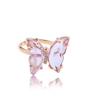 stone-studded butterfly ring