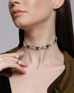 stone studded choker necklace