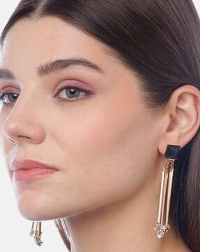 stone-studded contemporary drop earrings