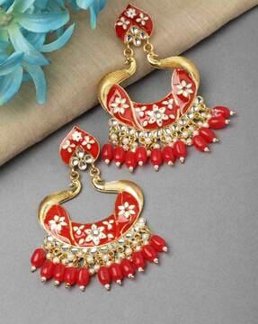 stone-studded dangler earrings