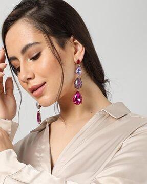 stone-studded dangler earrings