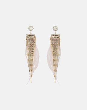 stone-studded dangler earrings