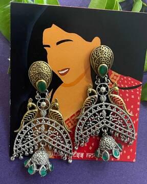 stone-studded dangler earrings