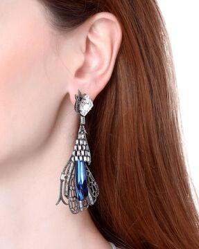 stone-studded drop earrings