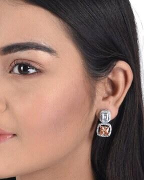 stone studded drop earrings