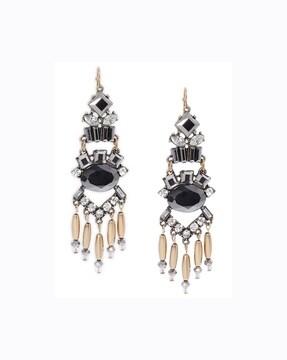 stone-studded drop earrings