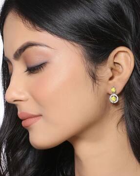 stone-studded drop earrings