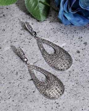 stone-studded drop earrings