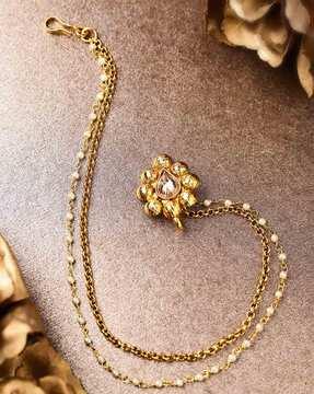 stone-studded gold-plated nosepin