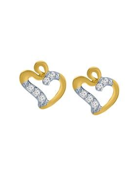 stone-studded heart-shaped ear studs