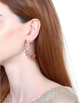 stone-studded hoop earrings