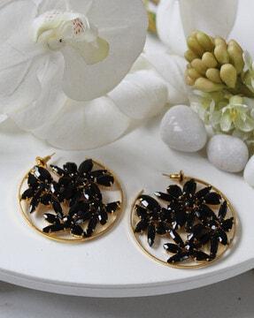 stone-studded hoop earrings