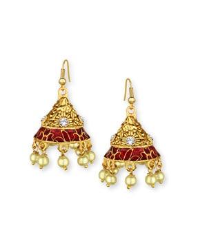 stone-studded jhumka earrings