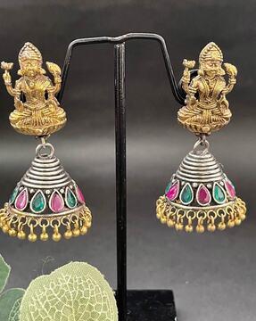 stone-studded jhumka earrings