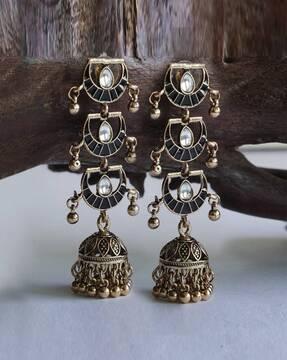 stone studded jhumka earrings