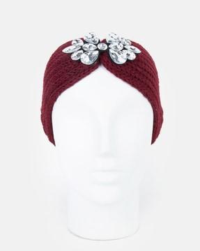 stone studded knitted beanie