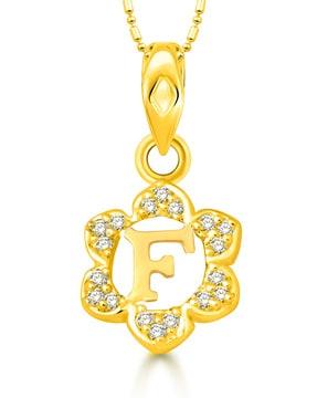 stone-studded letter "f" gold plated pendant