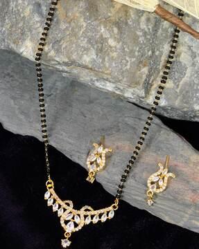 stone-studded mangalsutra with earrings