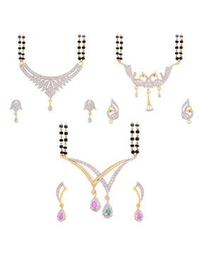 stone-studded mangalsutra with earringss