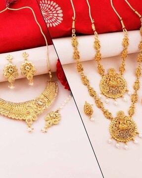 stone studded necklace & earrings jewellery set