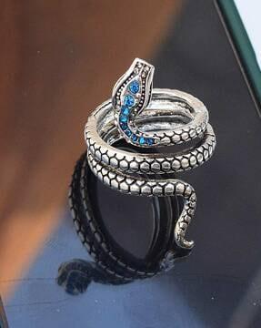 stone-studded snake-shaped ring