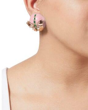 stone-studded stud earrings