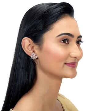 stone-studded stud earrings